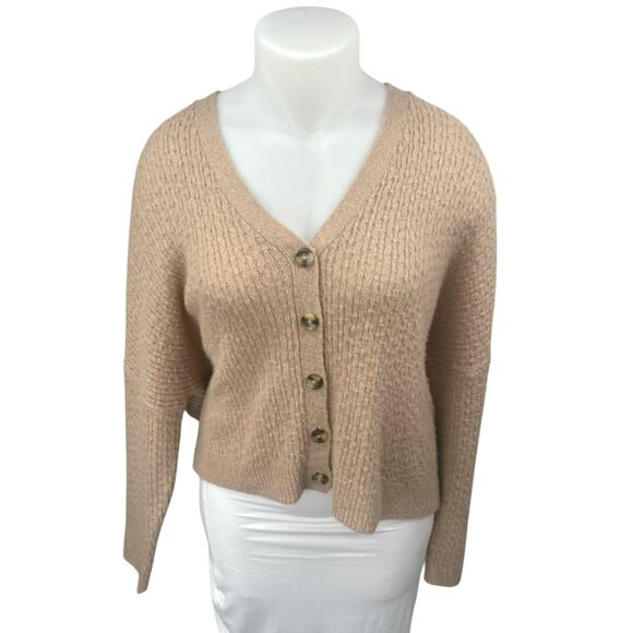 Madewell Women's Brown Cable Knit Long Sleeve Button Up Cardigan Sweater Top XXL - Picture 1 of 4